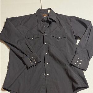 Plains Western Wear Men's Black Button Down Shirt